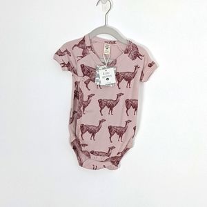 Kate Quinn Rose Llama Short Sleeve Kimono Bodysuit Cotton Interlock Baby 12-18mo